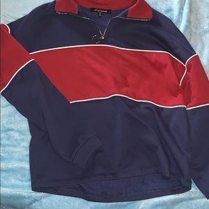 Three quarter zip cropped hoodie